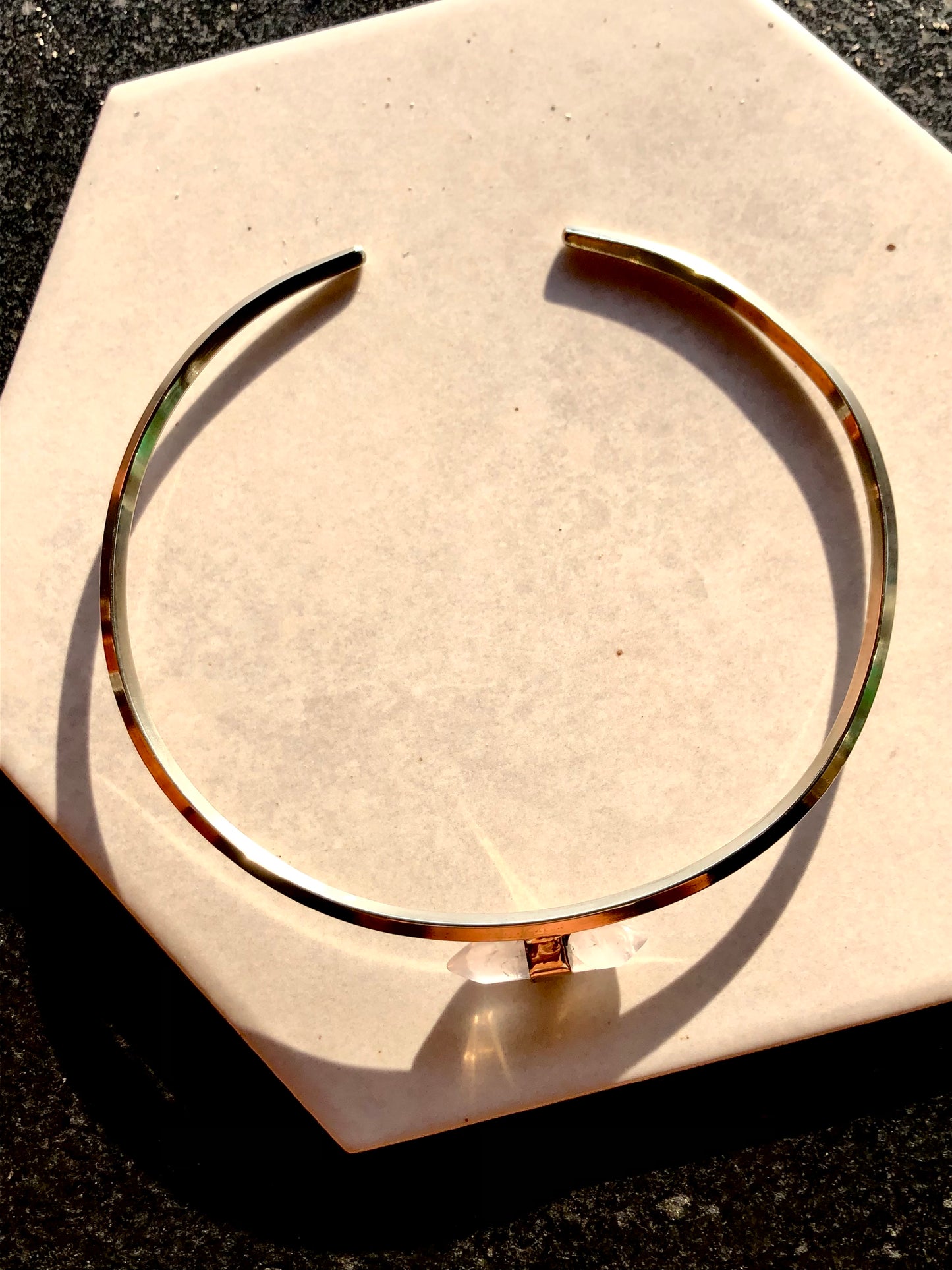 gargantilha elo - quartzo rosa