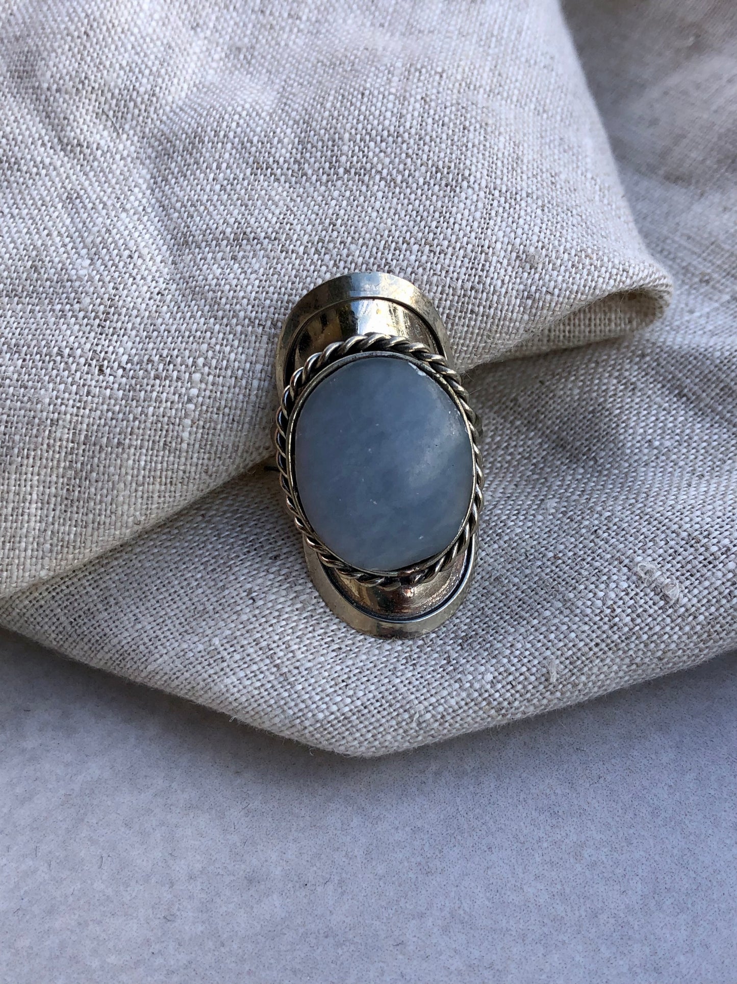 anel em alpaca - quartzo azul