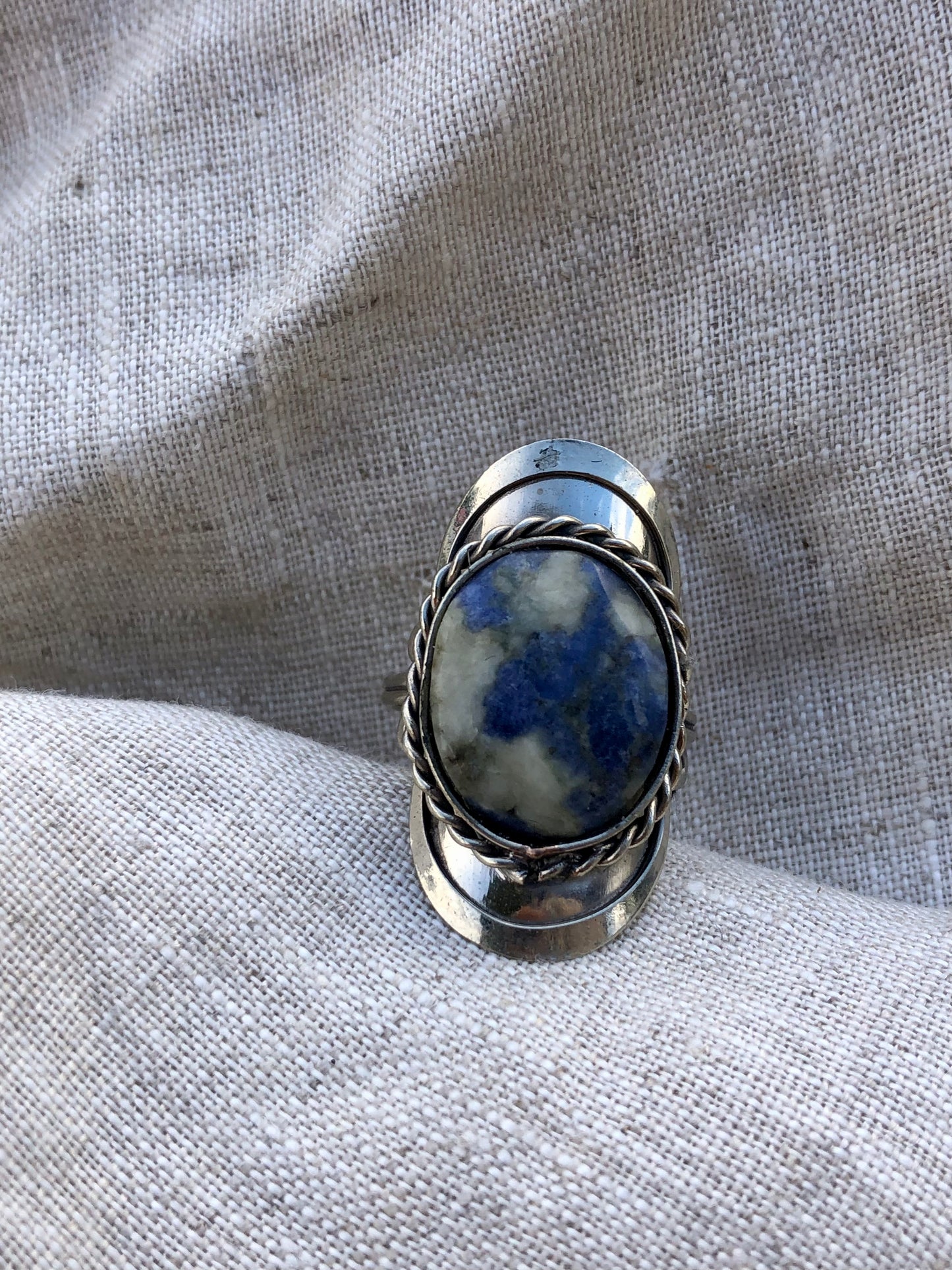 anel em alpaca - sodalita